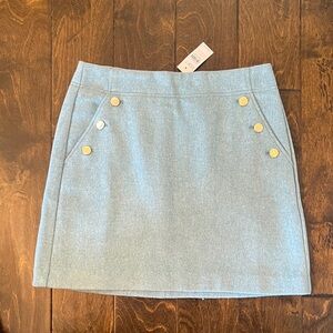 LOFT Light Blue/Green Mini Skirt with Silver Buttons